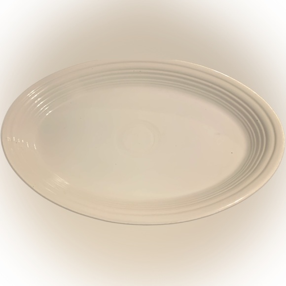 Fiesta Fiestaware Homer Laughlin Oval Platter 13 Ivory Cream White Vintage EUc - Picture 3 of 4